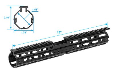UTG PRO AR15 Super Slim M-LOK® 15" Drop-in Car. Length Rail