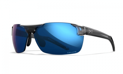 WileyX Prime CAPTIVATE Polarized Blue Mirror Lenses / Gloss Crystal Grey Frame